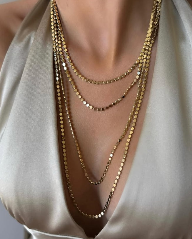 Layered Italian Chain Necklace – Gold Plated Stainless Steel, Elegant Statement Jewelry