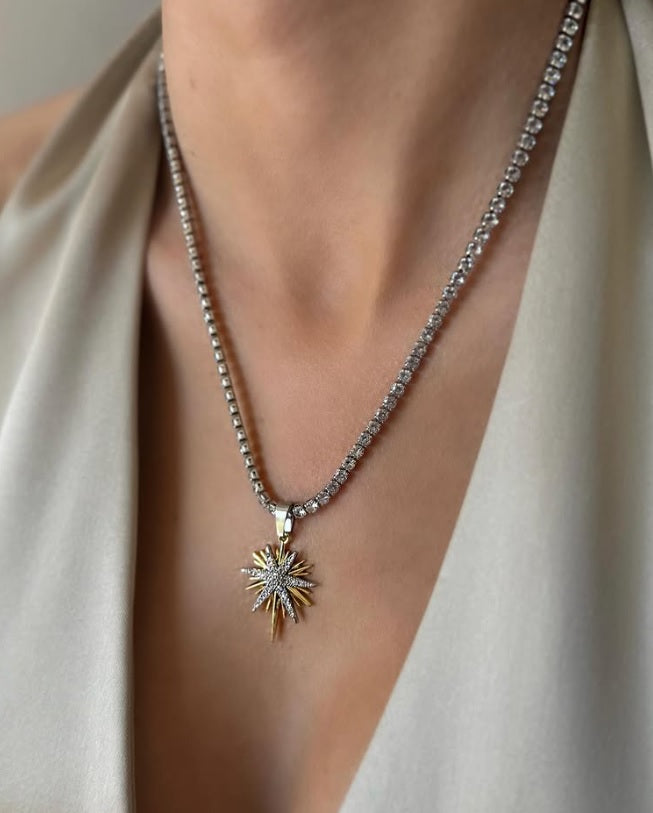 Gold & Silver North Star Necklace – Stainless Steel, Celestial Jewelry for Women