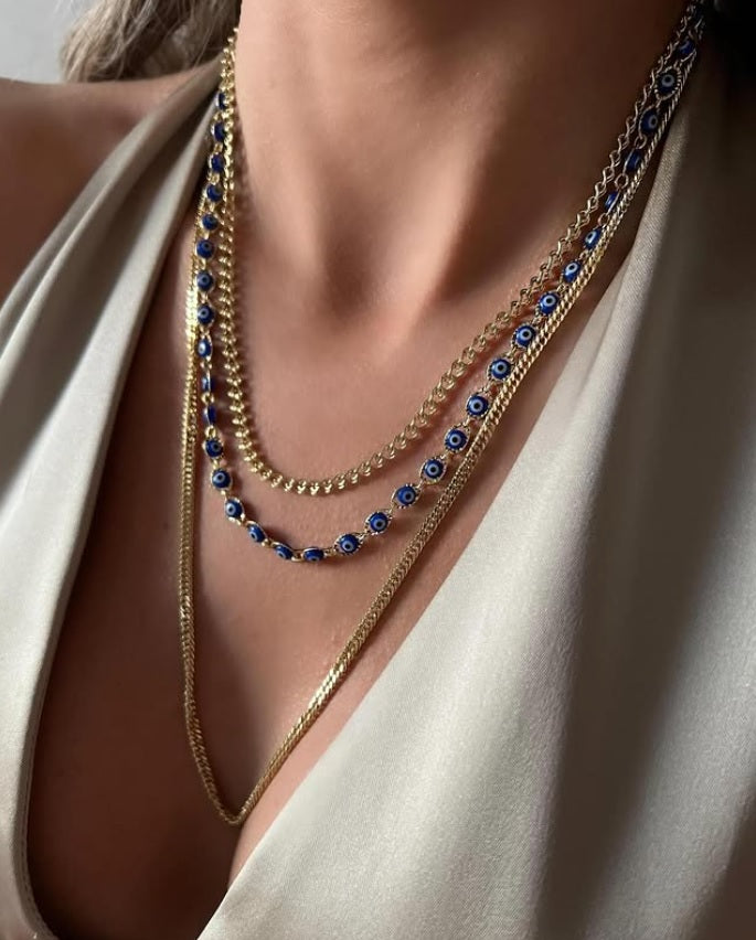 Triple Layer Evil Eye Necklace – Gold Protection Jewelry