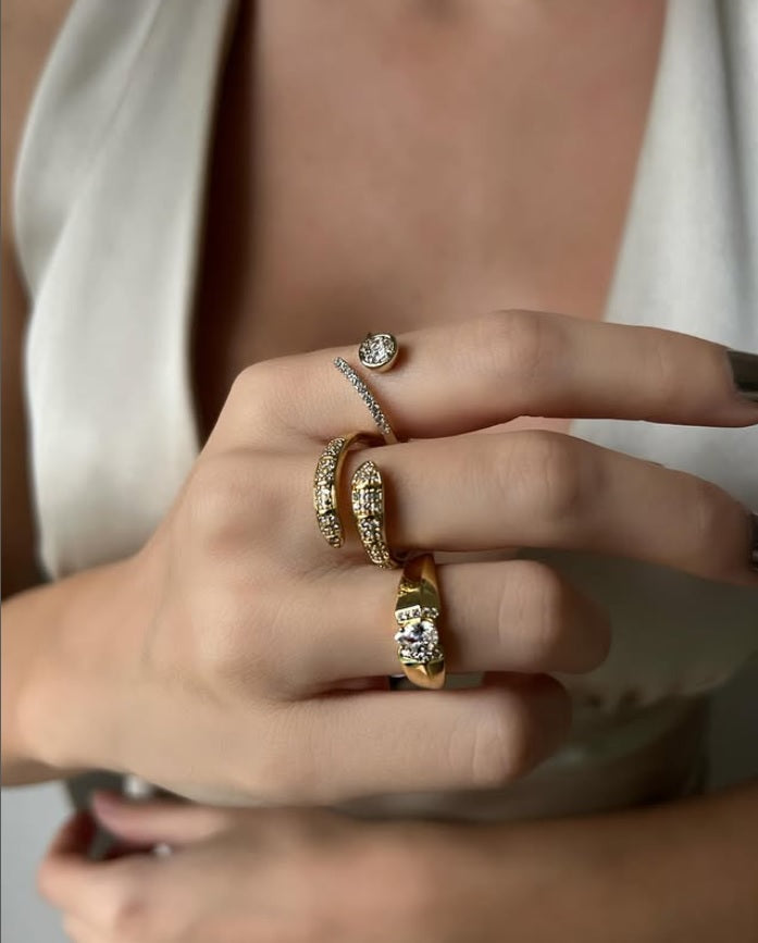 Elegant Diamond Spiral Adjustable Ring